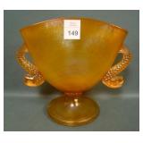 Fenton Tangerine # 1533A Dolphin Ftd Fan Vase