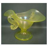 Fenton Topaz # 1533A Dolphin 2 Sided Compote
