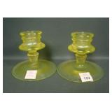 2 Fenton Topaz # 316 Squatty Candlesticks
