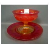 Imp. Red Chesterfield 2 Pc Sherbet & Underplate