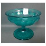 Imperial Green ice 12 Paneled Chesterfield Compote