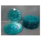 11 Imperial Green Ice Paneled 8 1/8" Plates