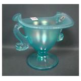 Fenton 2001 SGS Aquamarine Dbl Dolphins Compote