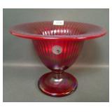 Fenton 2000 SGS Red Ribbed Interior Compote