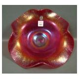 Fenton Contemp. Red Lg Ruffled Square Bowl