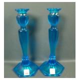 2 Fenton Celeste Blue # 349 Colonial Candlesticks