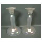2 U.S.Glass Crystal/White # 151 Domed Candlesticks