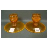 2 Fenton Tangerine # 318 Squatty Candlesticks