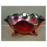 Fenton Red # 603 Ftd Ruffled Fruit Bowl
