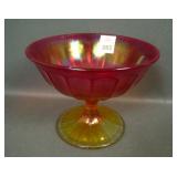 Imperial Red 18 Rayed Flared Compote