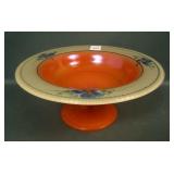 Lancaster Red/Orange Enameled Flat Edge Compote