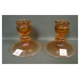 2 Fenton Velva Rose # 317 Squatty Candlesticks