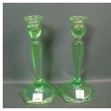 2 Fenton Florent Green # 449 Colonial Candlesticks