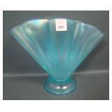 Fenton Aquamarine # 857 Lg Mellon Rib Fan Vase