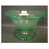 Fenton Floretine Green # 923 Flared Oval Compote