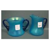 Fenton Cel. Blue # 2 Breakfast Sugar & Creamer