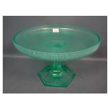 Diamond Green Hexagonal Foot Lg Cupped Compote