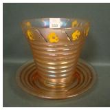 Fenton Velva Rose # 1554 Mellon Rib Flower Pot