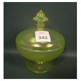 Fenton Topaz  # 57 Puff Box W/ Nipple Finial