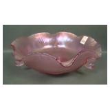 Fenton Contemp. Veleva Rose Triple Dolphins Bowl