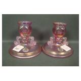2 Fent. Velva Rose Contemp. Dolphin Candlesticks