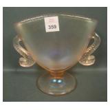 Fenton Contemp. Velva Rose Dbl Dolphin Fan Vase