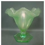 Fenton Florentine Green # 574 Flared Ruffled Vase