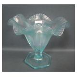 Fenton Aquamarine # 574 Flared Ruffled Vase