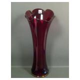 Fenton Ruby Interior Optic Funeral Vase