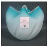 Victorian Blue Satin Swirl Rose Bowl