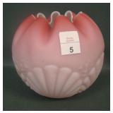 Victorian Pink Satin Shell & Seaweed Rose Bowl