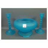 Tiffin 4 Pc Blue Satin Console Set