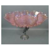 Rindskopf? Bohemian Art Glass Ruffled Brides Bowl