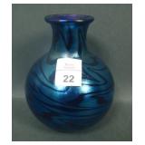 Orient & Flume Blue Art Glass 4 1/2" Vase
