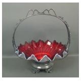 Victorian Blood Red /White Brides Bowl & Frame