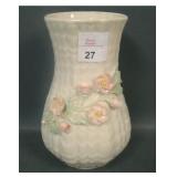 Belleek Ivory Vase with Apllied Roses