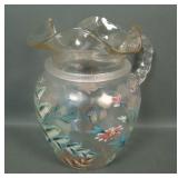 European Clear Enameled Floral Water Pitcher