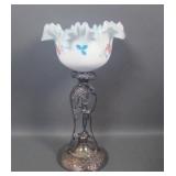 Victorian White/ Blue Enameled Compote on