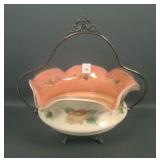Victorian Peach/Ivory Cased Decorated Brides Bowl
