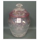 U.S. Glass Cranberry Flash Manhatten Cracker Jar