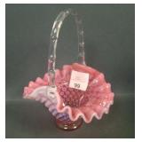 Fenton Cranberry Opal Hobnail # 3834 Basket