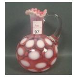 Fenton Cranberry Opal Dot Optic Cruet