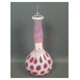 Fenton Cranberry Opal Coin Dot Barber Bottle