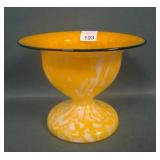 Czech Orange/White Spatter Colored Ftd Compote