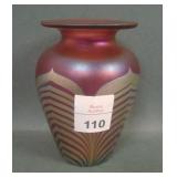 EOrin Red/ Gold Pulled Feather Pinched Vase