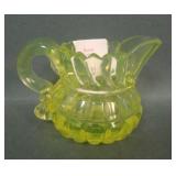 Vaseline Block Pattern Miniature Creamer