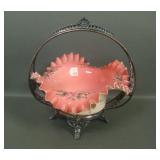 Victorian Cranb/White Cased Floral Brides Basket