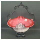 Victorian Pink/White Cased  Crimped Brides Bowl