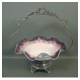 Victorian Purple Satin Ruffled Brides Bowl