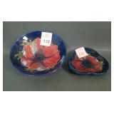 Two English Moorcroft Floral Butter Pats